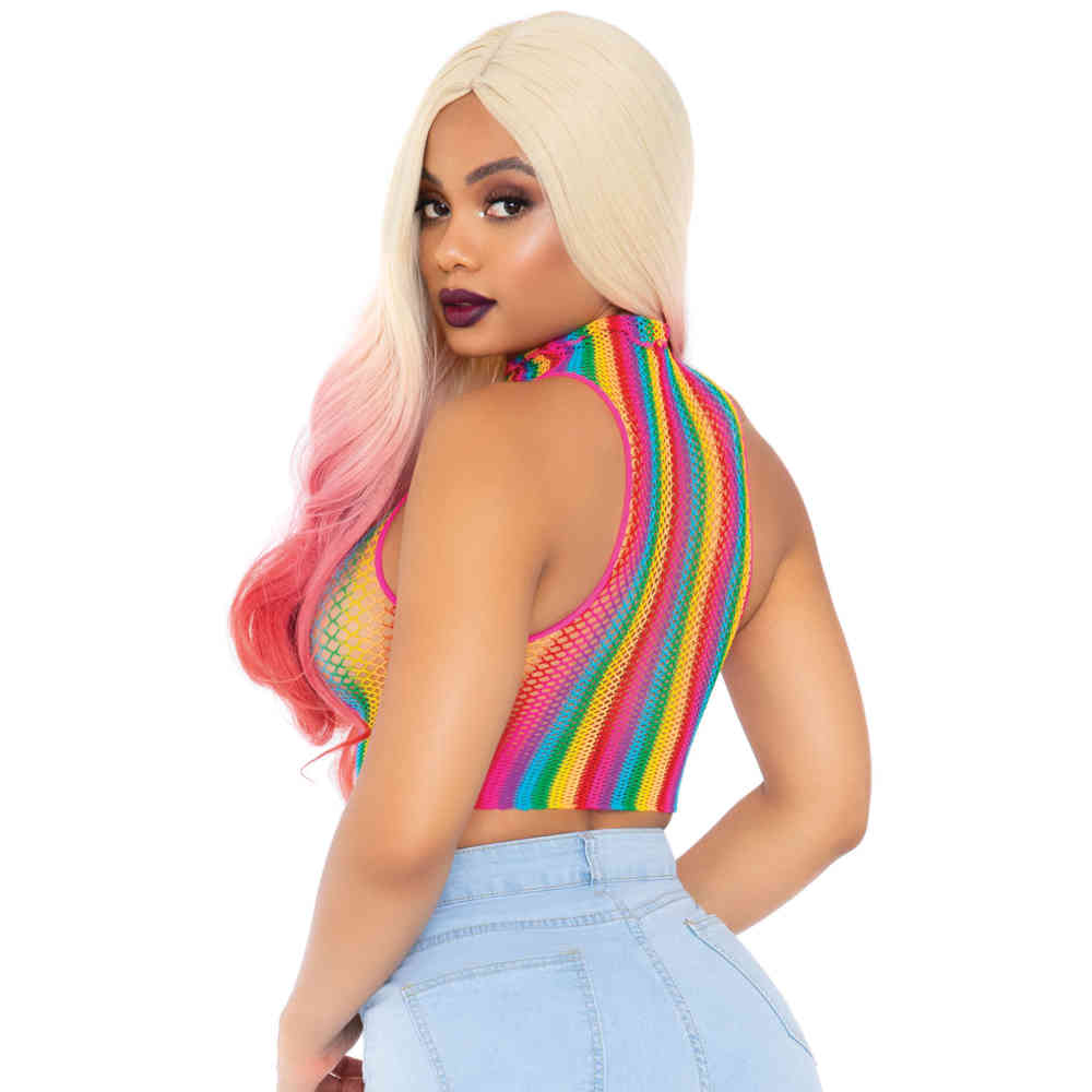 Leg Avenue - Rainbow Net Crop top - Regenbogen